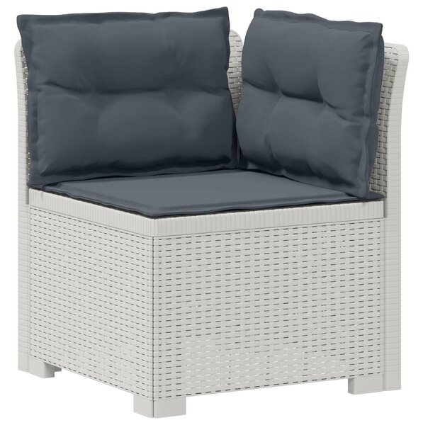 VidaXL 5 személyes kerti kanapé párnákkal, rattan megjelenésű PP, fehér