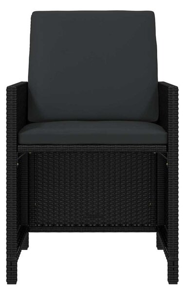 15 részes fekete polyrattan kerti étkezőgarnitúra párnákkal