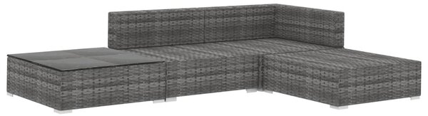 4-részes szürke polyrattan kerti bútorszett párnákkal