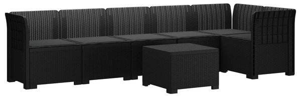 VidaXL Kerti kanapé 6 személyes, rattan megjelenésű párnákkal, PP