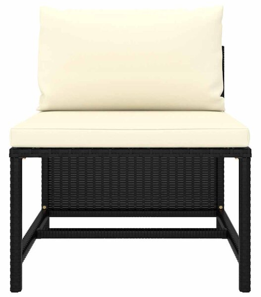 6 részes fekete polyrattan kerti ülőgarnitúra párnákkal