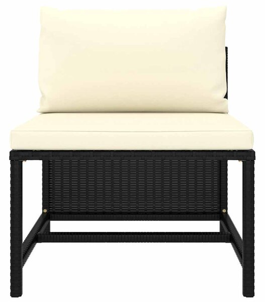 9 részes fekete polyrattan kerti ülőgarnitúra párnákkal