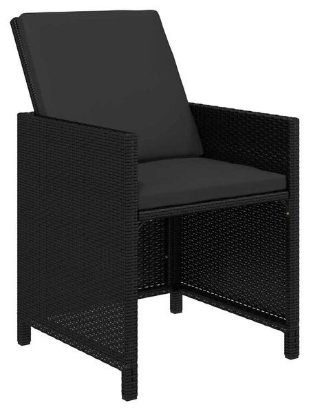21 részes fekete polyrattan kerti étkezőgarnitúra párnákkal