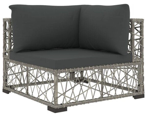 6-részes szürke polyrattan kerti bútorszett párnákkal