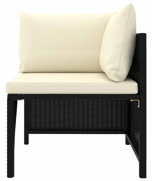 9 részes fekete polyrattan kerti ülőgarnitúra párnákkal