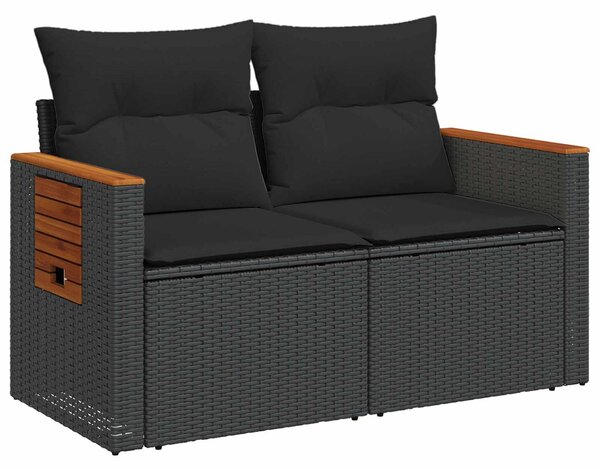 VidaXL Kanapé Szett 5 db Fekete Poli rattan és acél