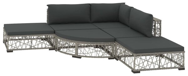 6 részes szürke polyrattan kerti ülőgarnitúra párnákkal