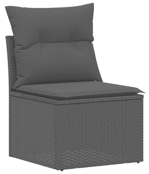 VidaXL Kanapé Szett 6 db 4-Ülőhelyek száma Fekete Poli rattan és acél