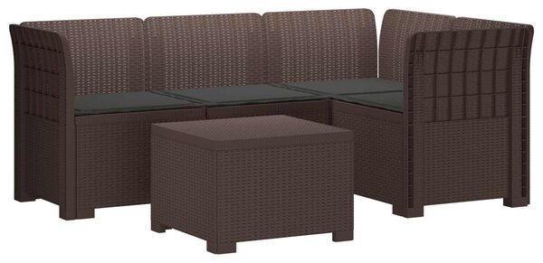 VidaXL 4-Fős Kerti Kanapé Párnákkal Rattan Kinézet PP Barna