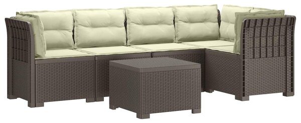 VidaXL 5-Személyes Kerti Kanapé Párnákkal Rattan Hatású PP