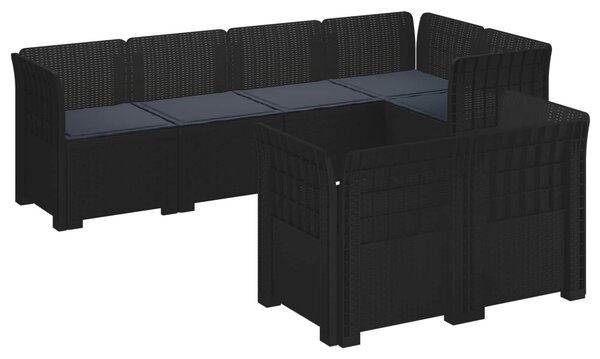 VidaXL 7-Fős Kerti Kanapé Párnákkal Rattan Kinézettel PP