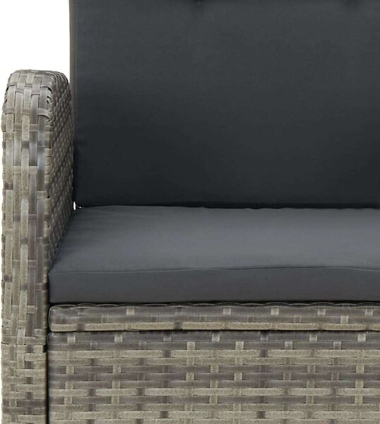 VidaXL 7 részes szürke polyrattan kerti étkezőgarnitúra párnával