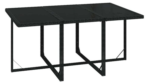 7 részes fekete polyrattan kerti étkezőgarnitúra párnákkal