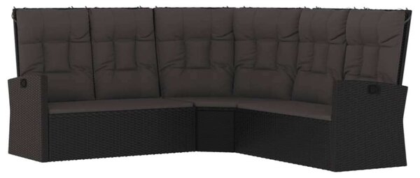 VidaXL 4 részes fekete polyrattan kerti ülőgarnitúra párnákkal