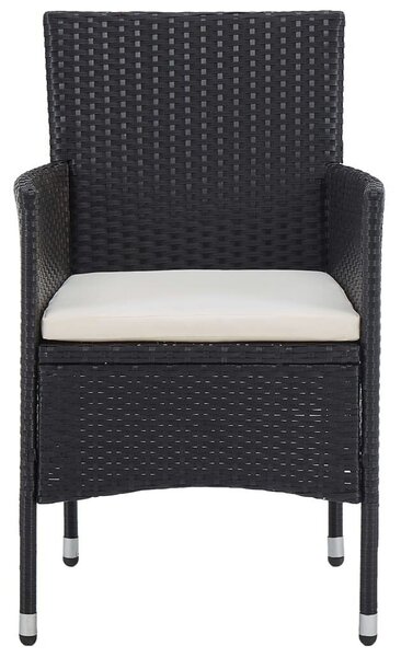 3 részes fekete polyrattan kerti étkezőgarnitúra (3058478)