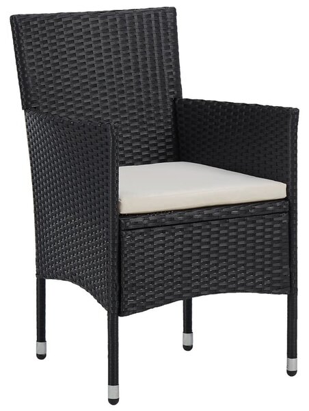 3 részes fekete polyrattan kerti étkezőgarnitúra (3058478)