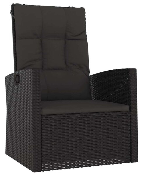 VidaXL 4 részes fekete polyrattan kerti ülőgarnitúra párnákkal