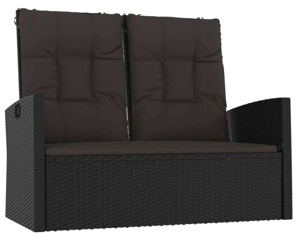 VidaXL 4 részes fekete polyrattan kerti ülőgarnitúra párnákkal