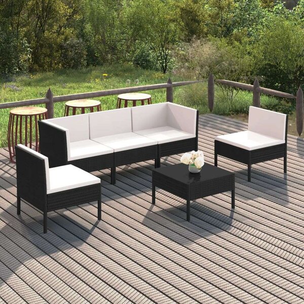 VidaXL Polyrattan Kerti Ülőgarnitúra - 6 részes - Fekete