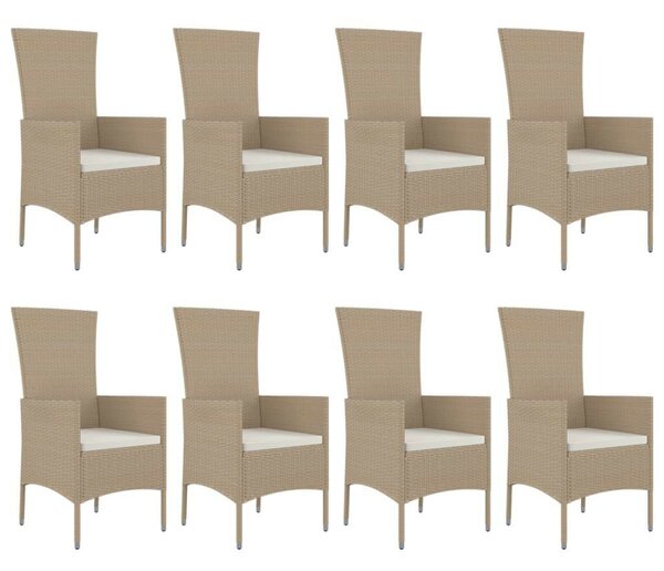 Polyrattan Kerti Étkezőgarnitúra - 9 részes - Bézs