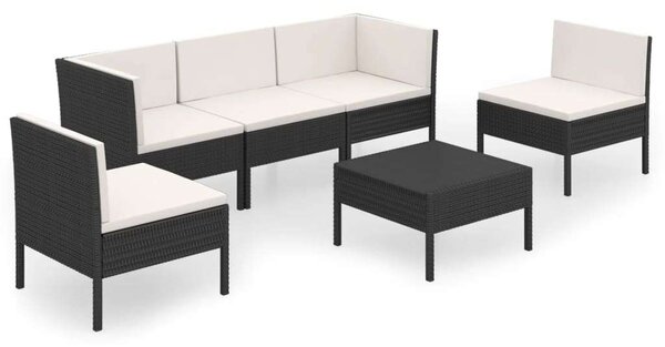 VidaXL Polyrattan Kerti Ülőgarnitúra - 6 részes - Fekete