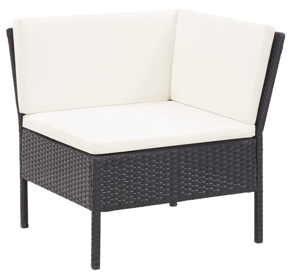 6 részes fekete polyrattan kerti ülőgarnitúra párnákkal
