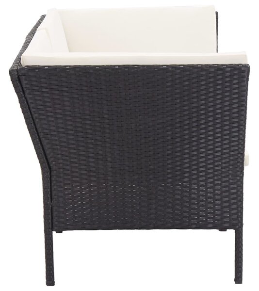 6 részes fekete polyrattan kerti ülőgarnitúra párnákkal