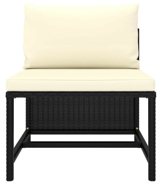 4 részes fekete polyrattan kerti kanapészett párnákkal