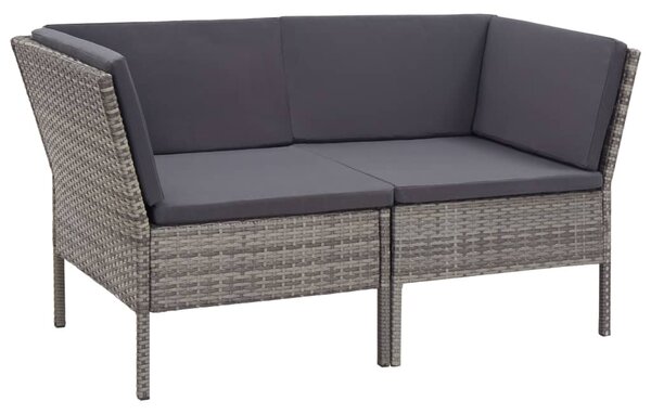 6-részes szürke polyrattan kerti bútorszett párnákkal