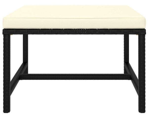 4 részes fekete polyrattan kerti kanapészett párnákkal