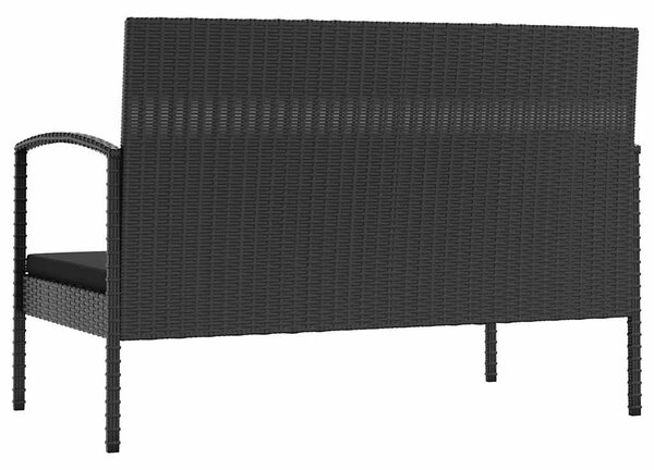 16 részes fekete polyrattan kerti ülőgarnitúra párnákkal