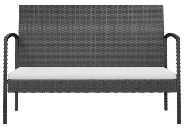 8 részes fekete polyrattan kerti ülőgarnitúra párnákkal