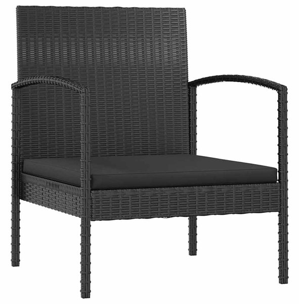 16 részes fekete polyrattan kerti ülőgarnitúra párnákkal