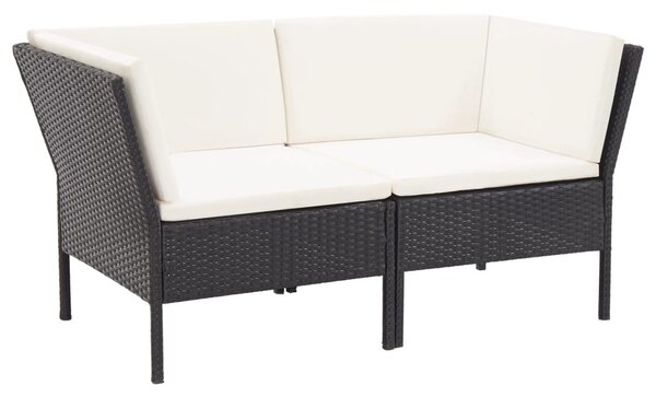 6 részes fekete polyrattan kerti ülőgarnitúra párnákkal
