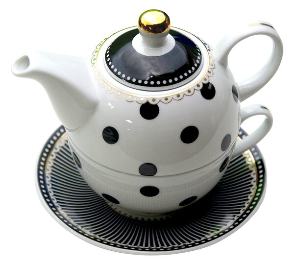 TEMPO-KONDELA DOTS AFTERNOON TEA, teáskanna csészével, porcelán