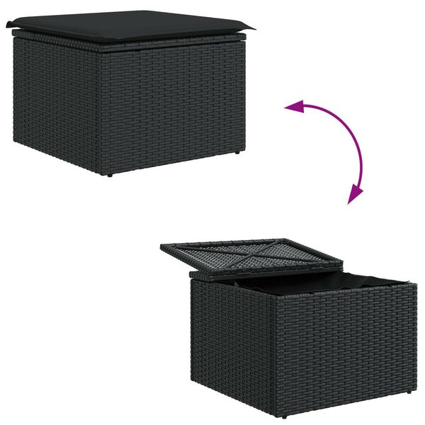 8 darabos kerti kanapé szett párnákkal Fekete Poli Rattan Akácia