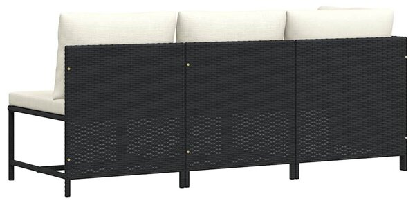 3 részes fekete polyrattan kerti ülőgarnitúra párnával