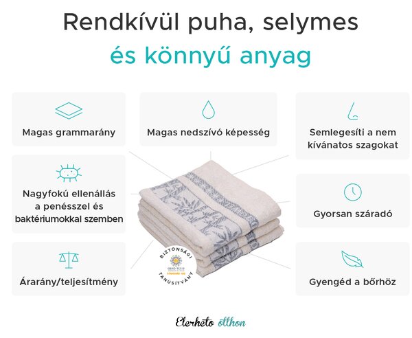 Bambusz törölköző BAMBOO 50x90 cm lila, 70% bambuszszál | 30% pamut