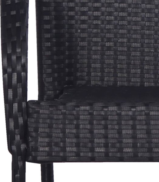 3 részes fekete polyrattan kerti étkezőgarnitúra