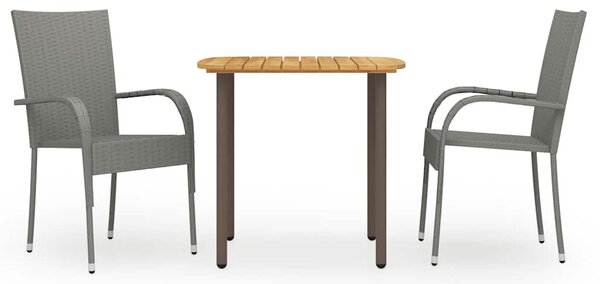 3 részes szürke polyrattan kerti étkezőgarnitúra