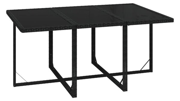 7 részes fekete polyrattan kerti étkezőgarnitúra párnákkal