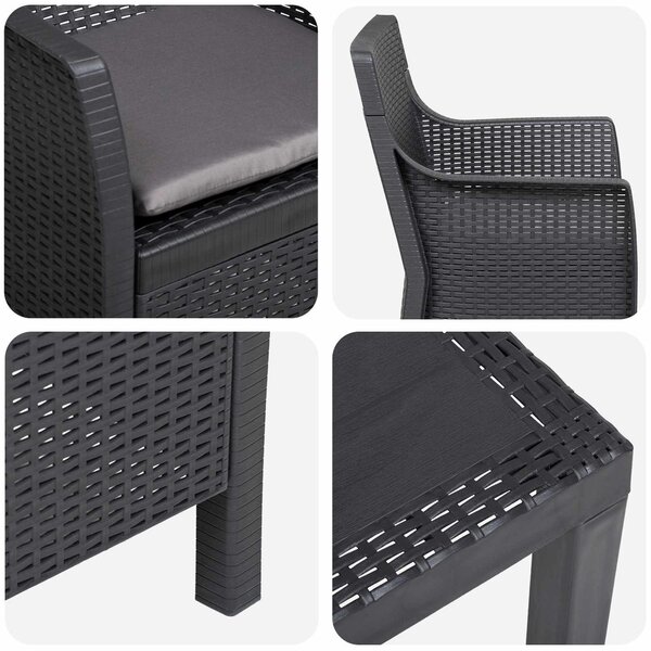 VidaXL Hálószoba szett párnával 3 pcs Antracitszürke PP
