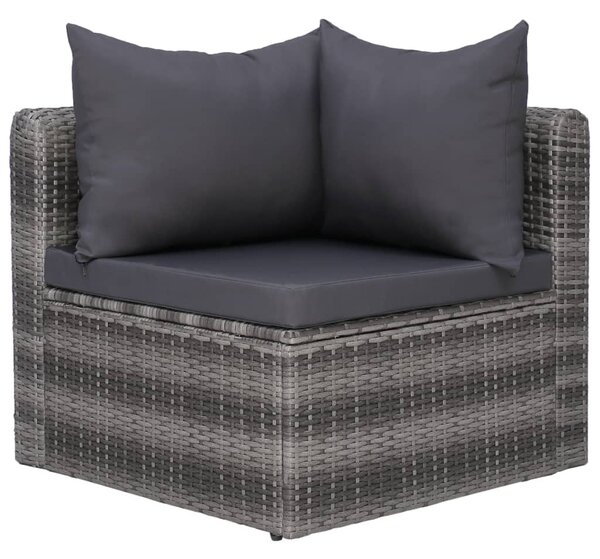 8-részes szürke polyrattan kerti bútorszett párnákkal