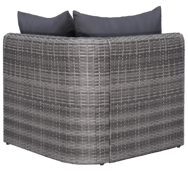 8-részes szürke polyrattan kerti bútorszett párnákkal