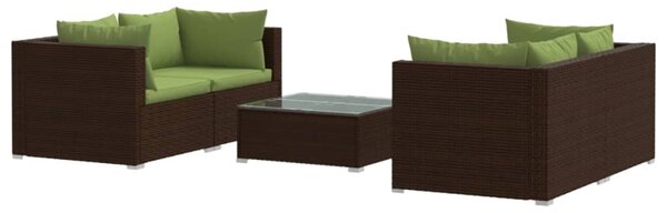 5 részes barna polyrattan kerti ülőgarnitúra párnákkal