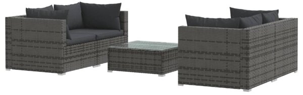 5 részes szürke polyrattan kerti ülőgarnitúra párnákkal