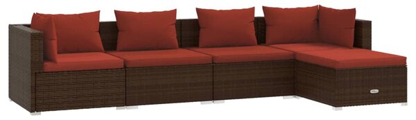 5 részes barna polyrattan kerti ülőgarnitúra párnákkal