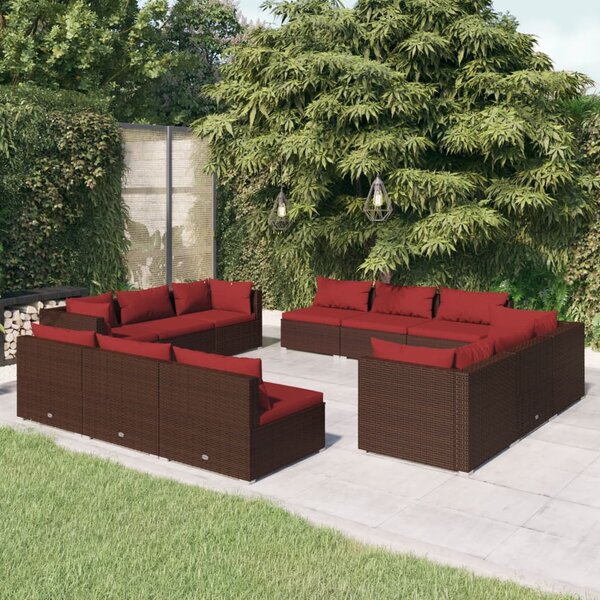 12 részes barna polyrattan kerti ülőgarnitúra párnákkal