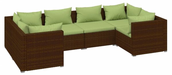 6 részes barna polyrattan kerti ülőgarnitúra párnákkal