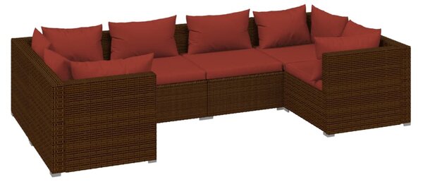 6 részes barna polyrattan kerti ülőgarnitúra párnákkal